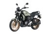 Front and side view of the Yamaha FZ-X Hybrid motorcycle in Matte Titan color, featuring a neo-retro design, LED headlamp, and TFT display.