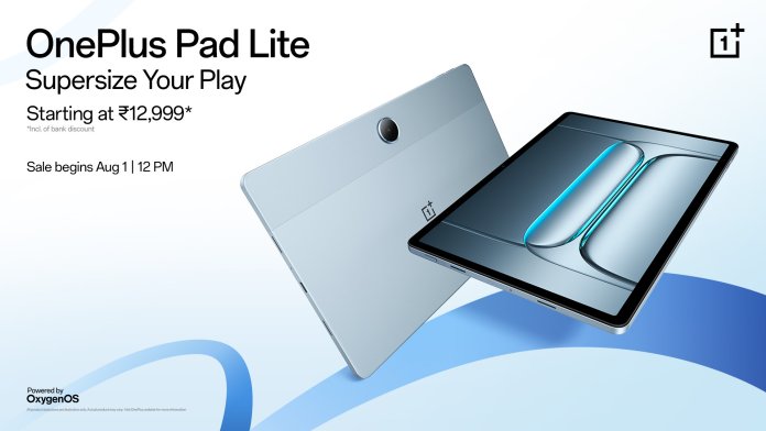 OnePlus Pad Lite tablet featuring 11-inch display, quad speakers, and Aero Blue design, launched in India July 2025